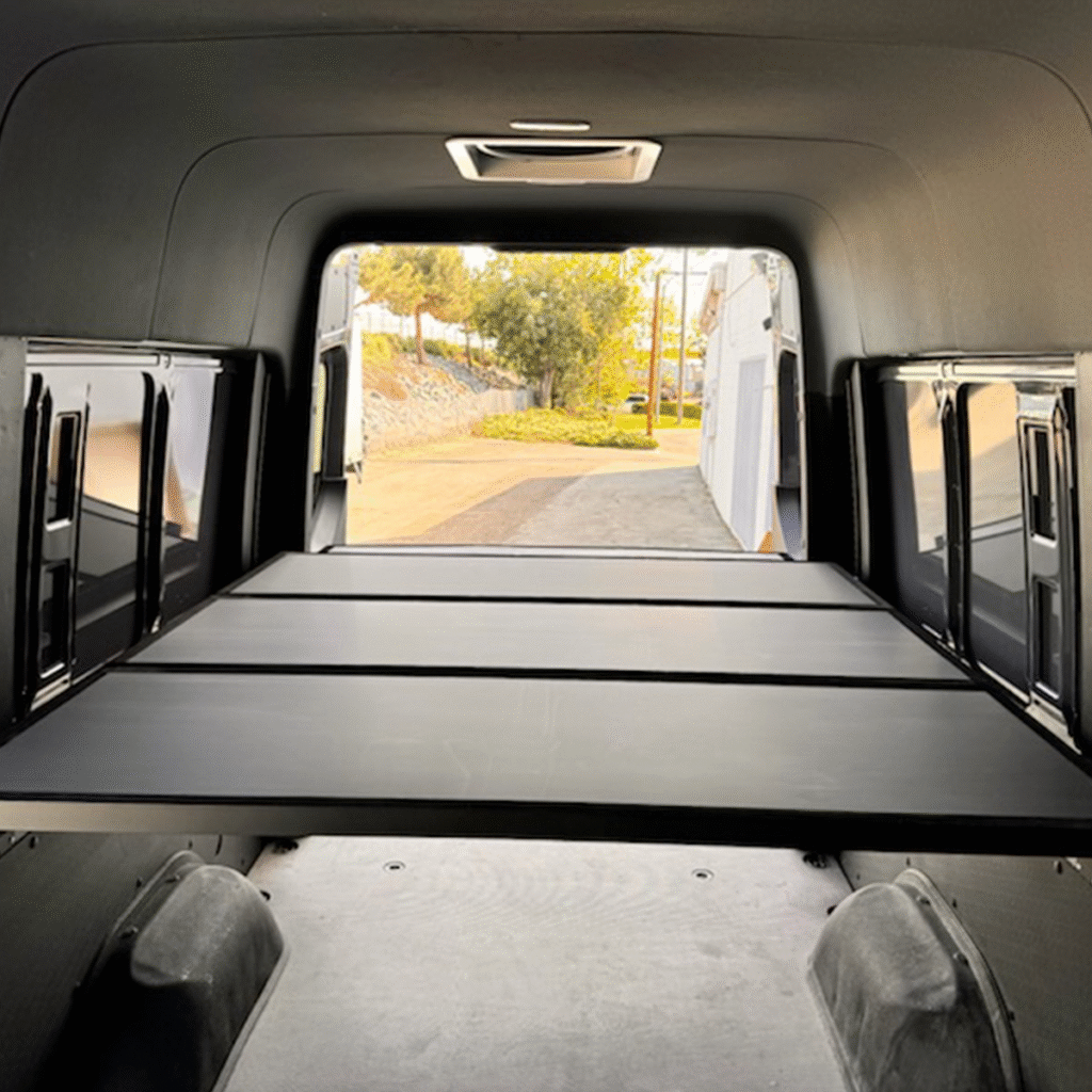 Adjustable bed system inside van